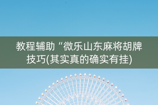 教程辅助“微乐山东麻将胡牌技巧(其实真的确实有挂)