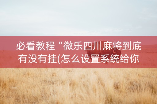 必看教程“微乐四川麻将到底有没有挂(怎么设置系统给你好牌)