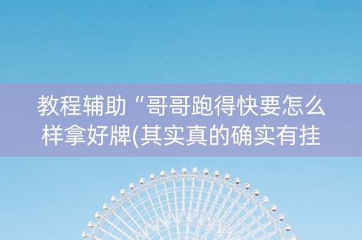 教程辅助“哥哥跑得快要怎么样拿好牌(其实真的确实有挂)
