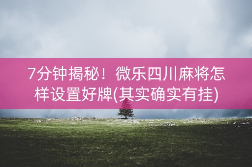 7分钟揭秘！微乐四川麻将怎样设置好牌(其实确实有挂)