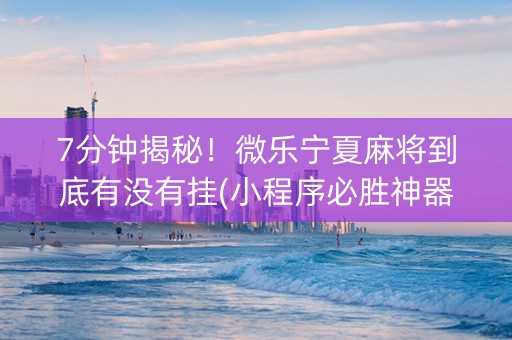 7分钟揭秘！微乐宁夏麻将到底有没有挂(小程序必胜神器)