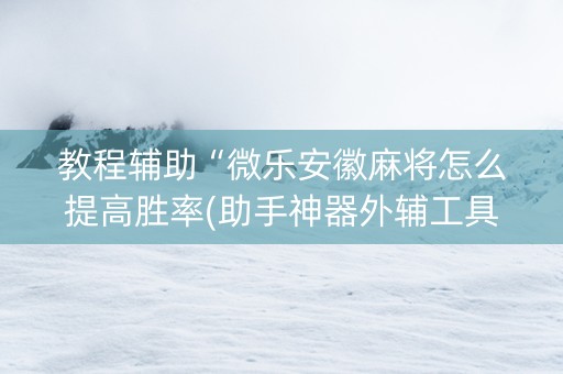 教程辅助“微乐安徽麻将怎么提高胜率(助手神器外辅工具)