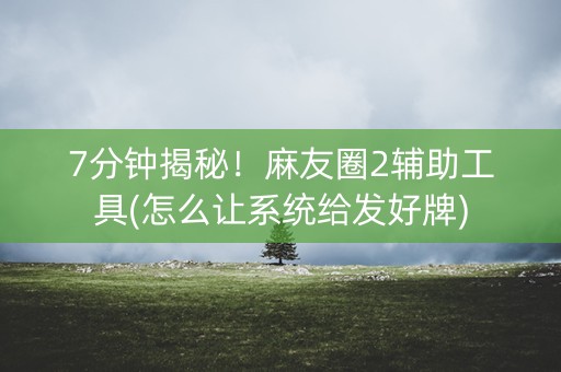 7分钟揭秘！麻友圈2辅助工具(怎么让系统给发好牌)