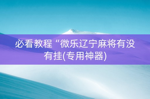 必看教程“微乐辽宁麻将有没有挂(专用神器)