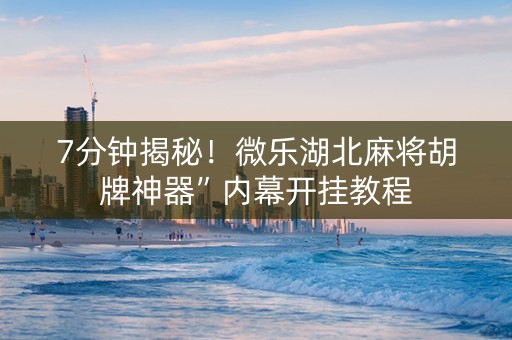 7分钟揭秘！微乐湖北麻将胡牌神器”内幕开挂教程