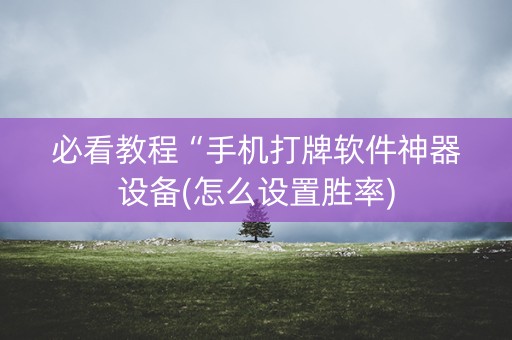 必看教程“手机打牌软件神器设备(怎么设置胜率)