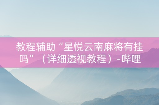 教程辅助“星悦云南麻将有挂吗”（详细透视教程）-哔哩哔哩