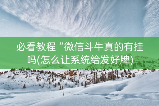 必看教程“微信斗牛真的有挂吗(怎么让系统给发好牌)