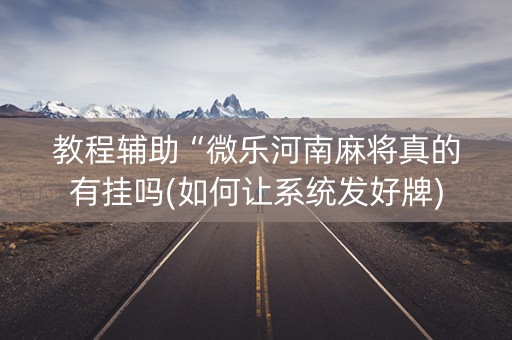 教程辅助“微乐河南麻将真的有挂吗(如何让系统发好牌) 教程辅助“微乐河南麻将真的有挂吗(如何让系统发好牌)