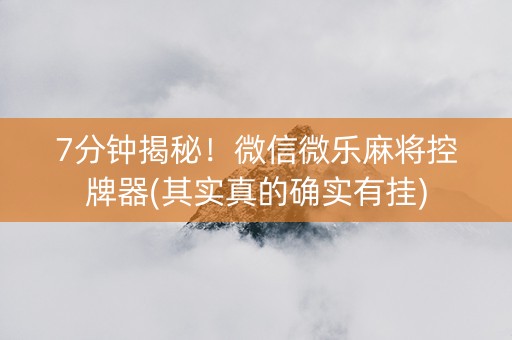 7分钟揭秘！微信微乐麻将控牌器(其实真的确实有挂)