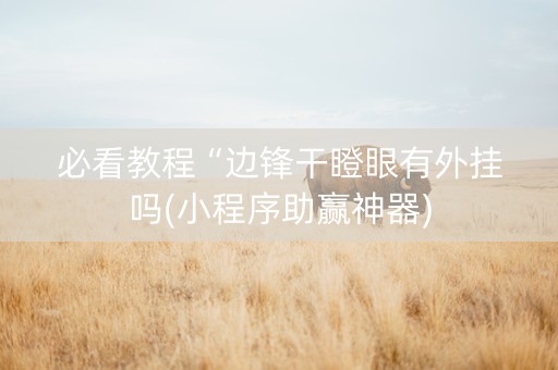 必看教程“边锋干瞪眼有外挂吗(小程序助赢神器)