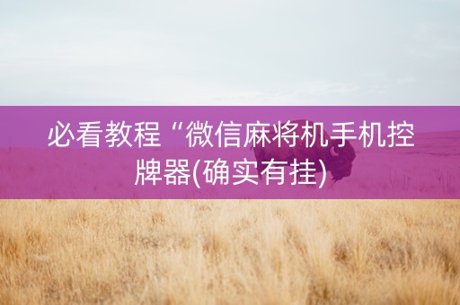 必看教程“微信麻将机手机控牌器(确实有挂)