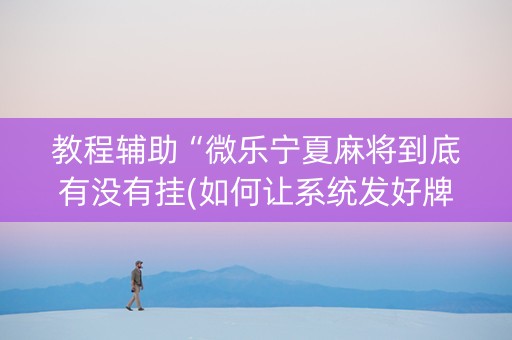 教程辅助“微乐宁夏麻将到底有没有挂(如何让系统发好牌)