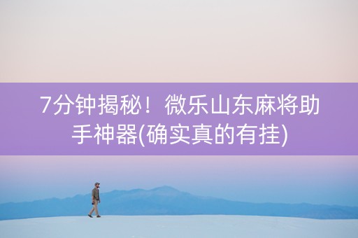 7分钟揭秘！微乐山东麻将助手神器(确实真的有挂)