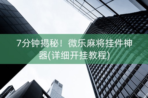 7分钟揭秘！微乐麻将挂件神器(详细开挂教程)