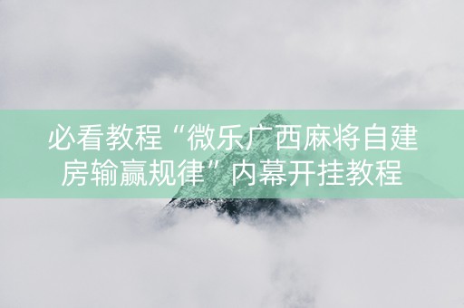 必看教程“微乐广西麻将自建房输赢规律”内幕开挂教程