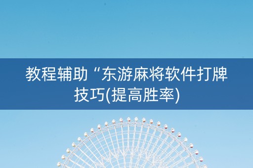 教程辅助“东游麻将软件打牌技巧(提高胜率)