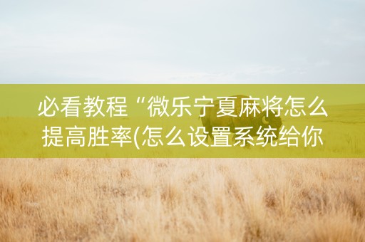 必看教程“微乐宁夏麻将怎么提高胜率(怎么设置系统给你好牌)