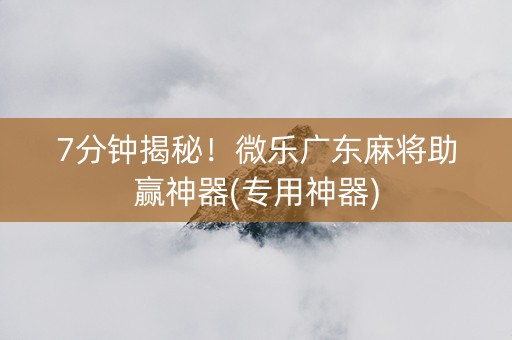 7分钟揭秘！微乐广东麻将助赢神器(专用神器)