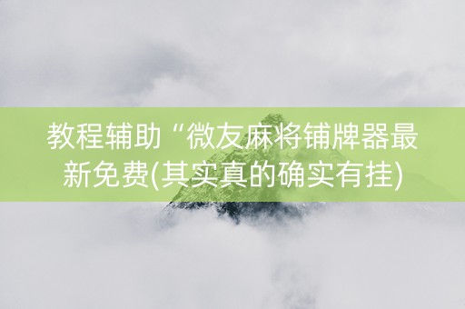 教程辅助“微友麻将铺牌器最新免费(其实真的确实有挂)