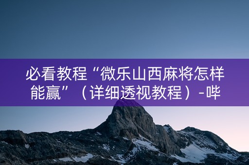 必看教程“微乐山西麻将怎样能赢”（详细透视教程）-哔哩哔哩