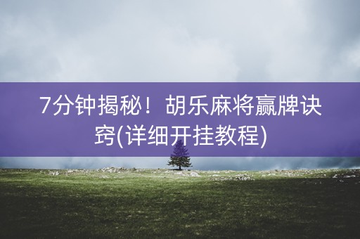 7分钟揭秘！胡乐麻将赢牌诀窍(详细开挂教程)