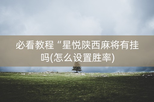 必看教程“星悦陕西麻将有挂吗(怎么设置胜率)