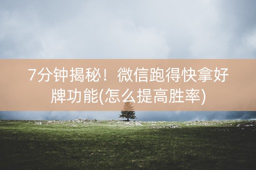7分钟揭秘！微信跑得快拿好牌功能(怎么提高胜率)