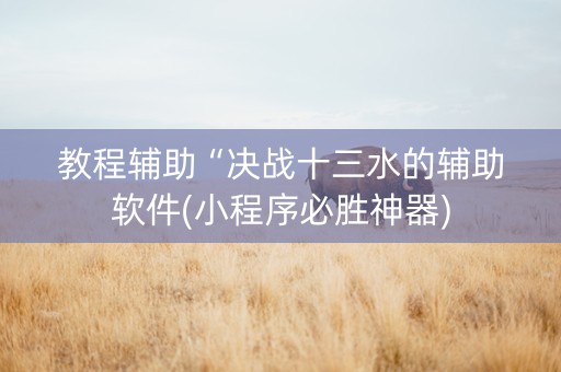 教程辅助“决战十三水的辅助软件(小程序必胜神器)
