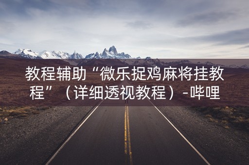 教程辅助“微乐捉鸡麻将挂教程”（详细透视教程）-哔哩哔哩