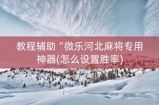 教程辅助“微乐河北麻将专用神器(怎么设置胜率)