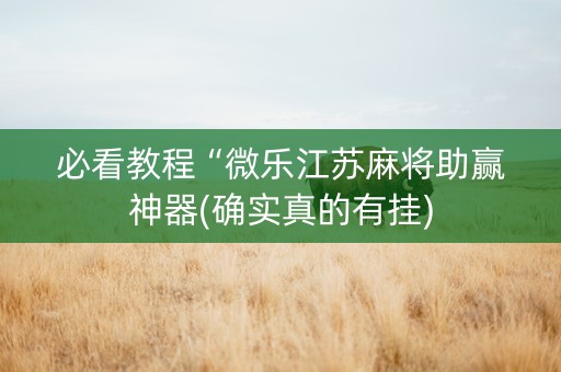 必看教程“微乐江苏麻将助赢神器(确实真的有挂)