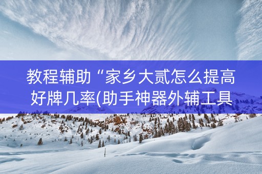 教程辅助“家乡大贰怎么提高好牌几率(助手神器外辅工具)