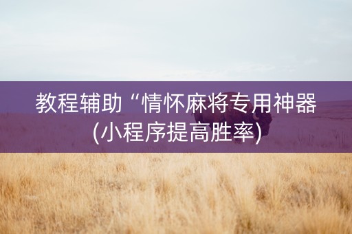 教程辅助“情怀麻将专用神器(小程序提高胜率)