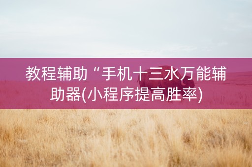 教程辅助“手机十三水万能辅助器(小程序提高胜率)