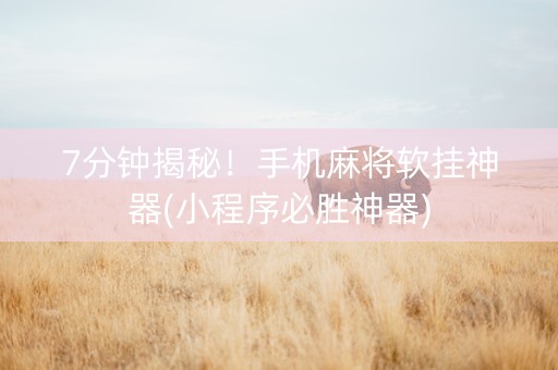 7分钟揭秘！手机麻将软挂神器(小程序必胜神器)
