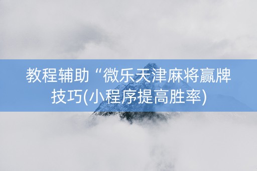教程辅助“微乐天津麻将赢牌技巧(小程序提高胜率)