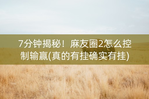 7分钟揭秘！麻友圈2怎么控制输赢(真的有挂确实有挂)
