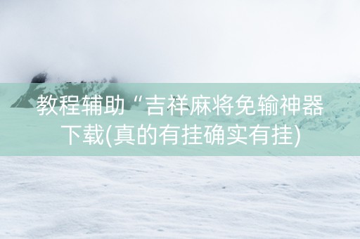 教程辅助“吉祥麻将免输神器下载(真的有挂确实有挂)