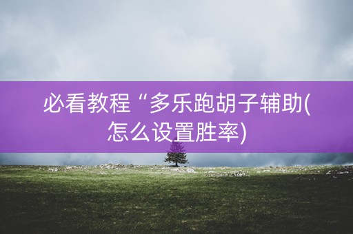 必看教程“多乐跑胡子辅助(怎么设置胜率)