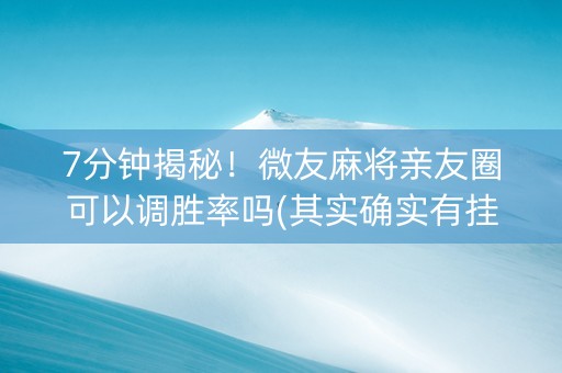7分钟揭秘！微友麻将亲友圈可以调胜率吗(其实确实有挂)