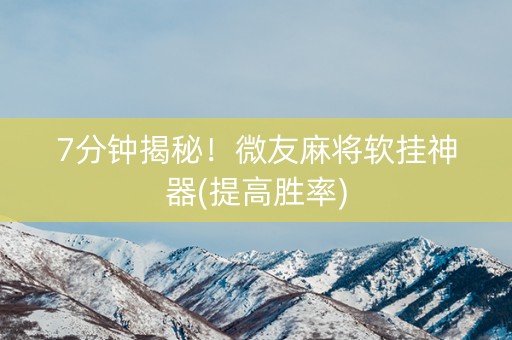 7分钟揭秘！微友麻将软挂神器(提高胜率)