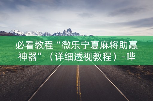 必看教程“微乐宁夏麻将助赢神器”（详细透视教程）-哔哩哔哩