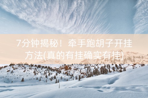 7分钟揭秘！牵手跑胡子开挂方法(真的有挂确实有挂)