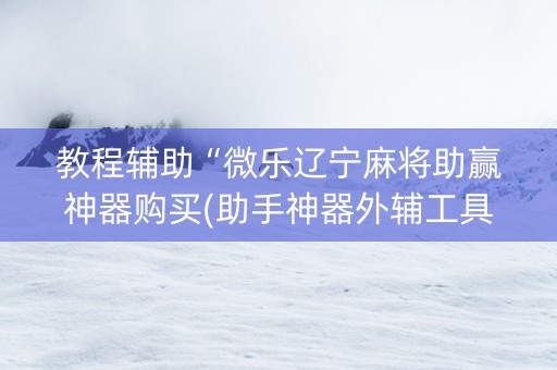 教程辅助“微乐辽宁麻将助赢神器购买(助手神器外辅工具)