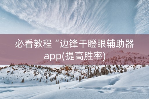 必看教程“边锋干瞪眼辅助器app(提高胜率)