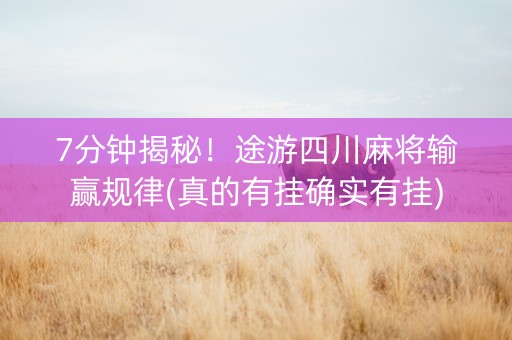 7分钟揭秘！途游四川麻将输赢规律(真的有挂确实有挂)