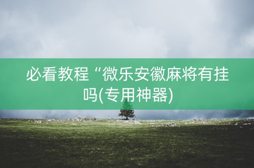 必看教程“微乐安徽麻将有挂吗(专用神器)