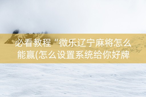 必看教程“微乐辽宁麻将怎么能赢(怎么设置系统给你好牌)