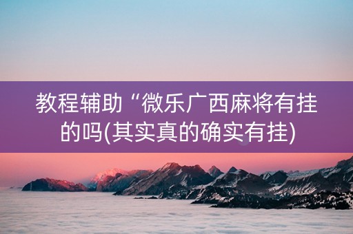 教程辅助“微乐广西麻将有挂的吗(其实真的确实有挂)